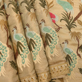 Elegant Beige Silk Blend Saree With All Over Traditional Prints