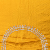 Radiant Golden Yellow Organza Saree With Silver Beaded Diamond Lattice Pattern