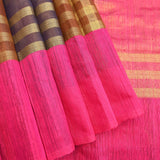 Multicolour Checkered Banarasi Silk Saree With Pink Borde