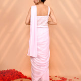 Pearl Pink Tissue Silk Embroidered Draped Saree