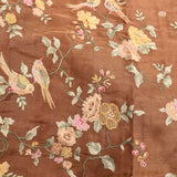 Brown Organza Handcrafted Saree Featuring Shikargah Embroidery With Gold Zari Work