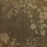 Olive Green Organza Tissue Printed Saree With Gold Zari Border