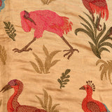 Elegant Beige Organza Tissue Saree With Hand-Embroidered Mughal Birds & Botanical Design