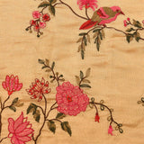 Beige Pink Designer Organza Tissue Saree With Hand-Painted Floral & Botanical Embroidery