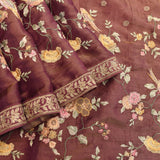 Ethereal Maroon Banarasi Organza Tissue Saree With Gold Zari Embroidered Floral & Bird Motifs