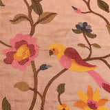 Enchanting Dusty Rose Designer Organza Tissue Saree With Embroidered Floral & Bird Motifs