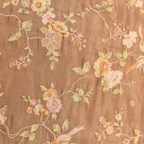Sophisticated Beige Organza Tissue Saree With Hand-Embroidered Birds, Florals & Pichwai Design