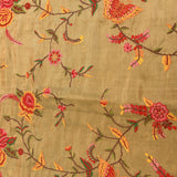 Olive Green Organza Tissue Embroidered Saree With Floral And Butterfly Motifs