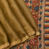 Beige Multi-Color Cotton Saree With Floral Embroidery And Border