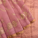 Mauve Designer Organza Tissue Embroidered Saree With Sequin Details