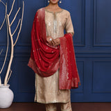 Off-White Tissue Banarasi Kurta Set