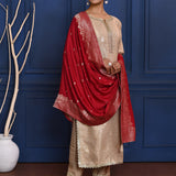 Off-White Tissue Banarasi Kurta Set