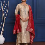 Off-White Tissue Banarasi Kurta Set