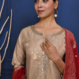 Off-White Tissue Banarasi Kurta Set