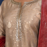 Off-White Tissue Banarasi Kurta Set