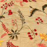 Graceful Beige Organza Tissue Saree With Hand-Embroidered Botanical Floral Design