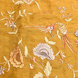 Vibrant Yellow Organza Tissue Saree With Hand-Embroidered Roses, Birds & Botanical Design