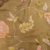Luxury Gold Organza Tissue Designer Saree With Pastel Floral Embroidery