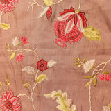 Elegant Mauve Organza Tissue Saree With Gold Embroidered Floral & Vine Design