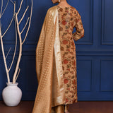 Earthy Gold Floral Printed Tissue Kurta Set
