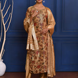 Earthy Gold Floral Printed Tissue Kurta Set