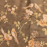 Sophisticated Brown Cotton Saree With Hand-Embroidered Floral, Birds & Pichwai Design