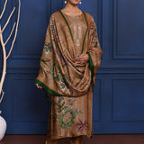 Earthy Brown Printed Tussar Silk Kurta Set
