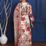 White Floral Printed Crepe Silk Kurta Set
