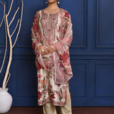 White Floral Printed Crepe Silk Kurta Set