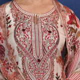 White Floral Printed Crepe Silk Kurta Set