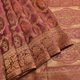 Mauve Banarasi Katan Silk Saree In Antique Gold Zari Jaal