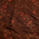 Deep Espresso Brown Flowing Georgette Foil Saree With Multicolour Floral Trellis