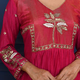 Classic Pink Floral Embroidered Silk Anarkali Set