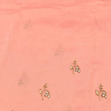 Muted Mauve Georgette Designer Saree With Hand-Embroidered Floral Buttis And Scalloped Border