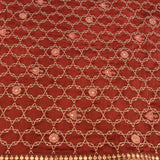 Deep Mocha Brown Flowing Georgette Foil Saree With Multicolour Geometric Trellis