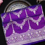 Violet Banarasi Silk Saree With Diamond Trellis Zari Weave