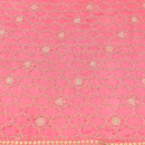 Pink Silk Blend Designer Saree Featuring Stripes With Gold Embroidered Border