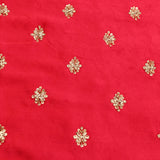 Crimson Red Silk Saree With All-Over Sequin Buttis And Embroidery Border