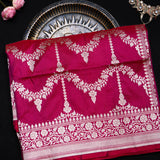 Rani Pink Banarasi Silk Saree With Diamond Trellis Zari Weave