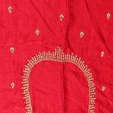 Crimson Red Silk Saree With All-Over Sequin Buttis And Embroidery Border