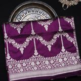 Purple Banarasi Silk Saree With Diamond Trellis Zari Weave