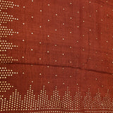 Deep Reddish Brown Sheer Saree With Metallic Gold Foil Print