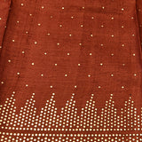 Deep Reddish Brown Sheer Saree With Metallic Gold Foil Print