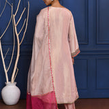 Pastel Soft Pink Tissue Embroidered Anarkali Set