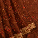 Regal Maroon Silk Saree With Hand-Embroidered Paisley & Floral Motifs