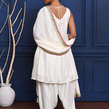 White Embroidered Crepe Kurta Set