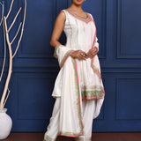 White Embroidered Crepe Kurta Set