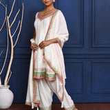 White Embroidered Crepe Kurta Set