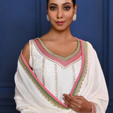 White Embroidered Crepe Kurta Set