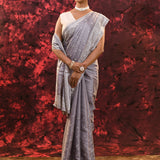 Pigeon Grey Floral Silk Blend Saree